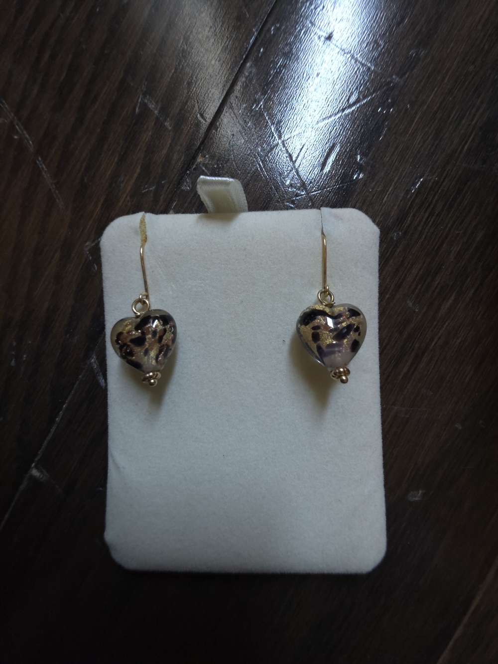 Kay Jewelers Gold Heart Dangle Earrings with Leopard-Print Accent - Picture 3 of 4
